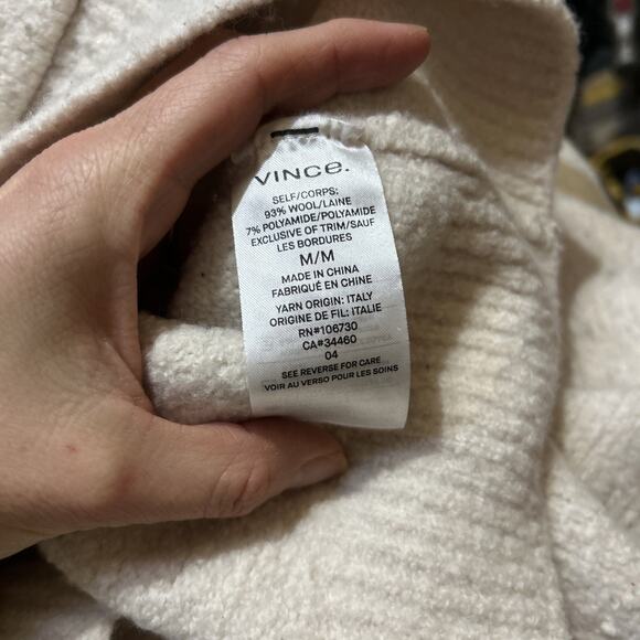 Vince Wool Hooded Sweater Women’s Size M Fits S Classic Neutral *Some Wear - Picture 6 of 7